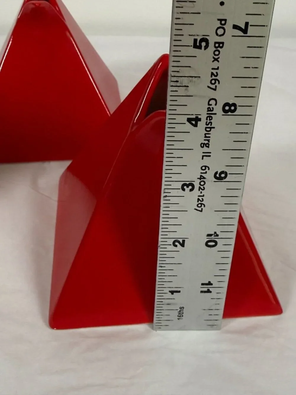4 Mikasa Helena Uglow Japan Red Pyramid Bud Vases Mid Century Modern Geometric